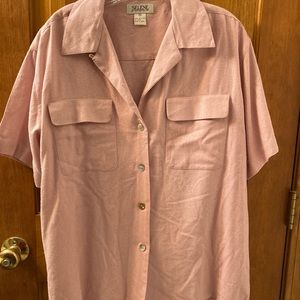 Short sleeve medium button down silk blouse
